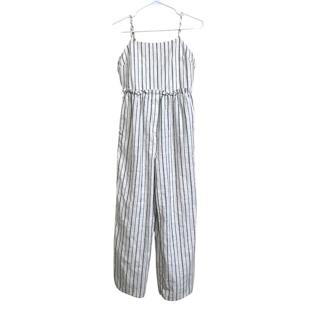 Copper Key Jumpsuit Womens Small White Black Stripe Sleeveless Cotton